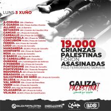 Este luns, 3 de xuño, ás 20h volvemos mobilizarnos no Obelisco contra o xenocidio en Palestina. Non faltes e difunde a convocatória.