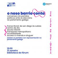 Este mercores 31 de xaneiro, ás 19.00 horas, na Biblioteca do Forum rua Río Monelos S /N, organizamos un debate que sobre as vindeiras eleccións galegas
