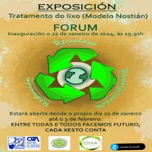 A Asociación Veciñal Oza Gaiteira Os Castros e a plataforma pola reciclaxe 'NOSTÍAN CON FUTURO' inauguraremos no FORUM METROPOLITANO o luns día 22 DE XANEIRO ÁS 19:30